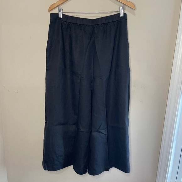 NWT ANTHROPOLOGIE Black Wide Leg Cropped Linen Pant, XL - Picture 6 of 10